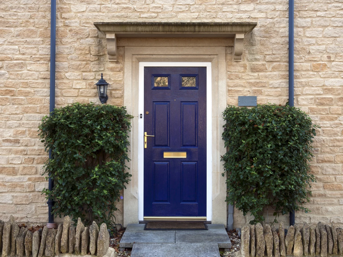 Door painting blue front door in Bath by Bath Decorators, professional painters and decorators