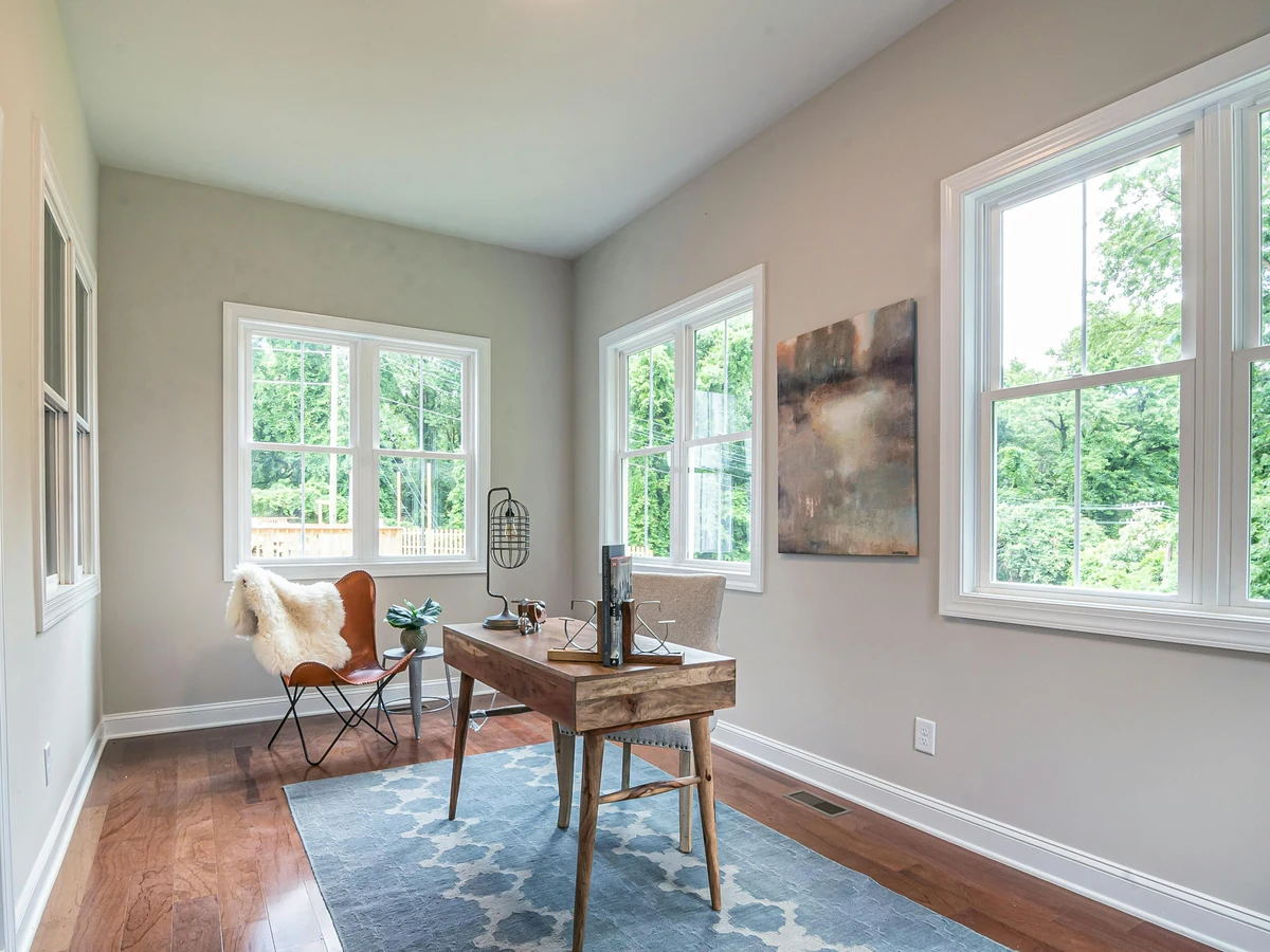 Grey home office freshly painted by Bath Decorators, Bath