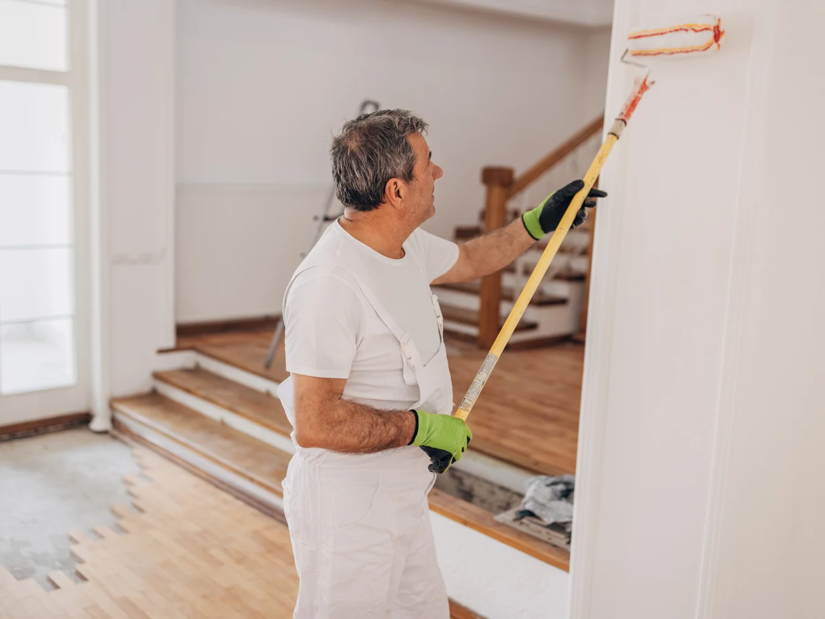 Experienced Bath Decorators painter rolling paint, professional decorating service in Bath